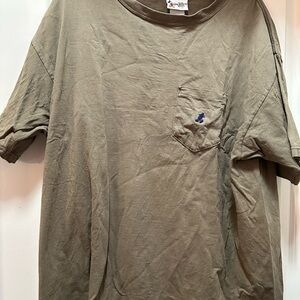 Vintage Disney Men's Olive Green Short Sleeve Pocket Tee with Mickey L/XL